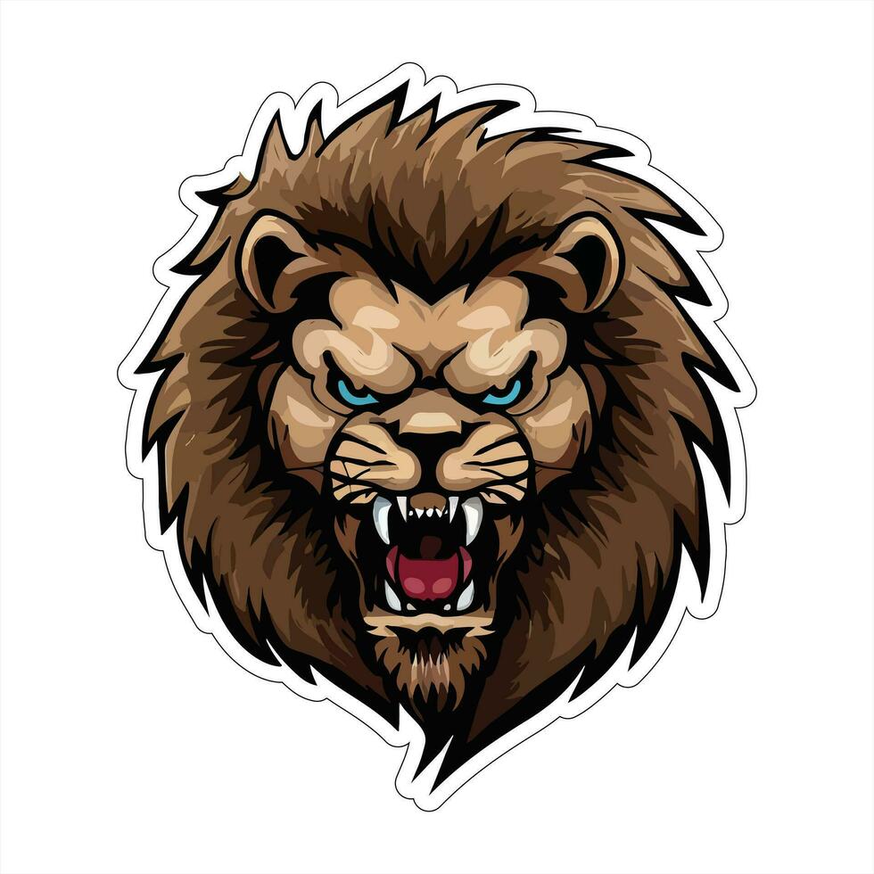 Lion face and head vector art sticker and logo template