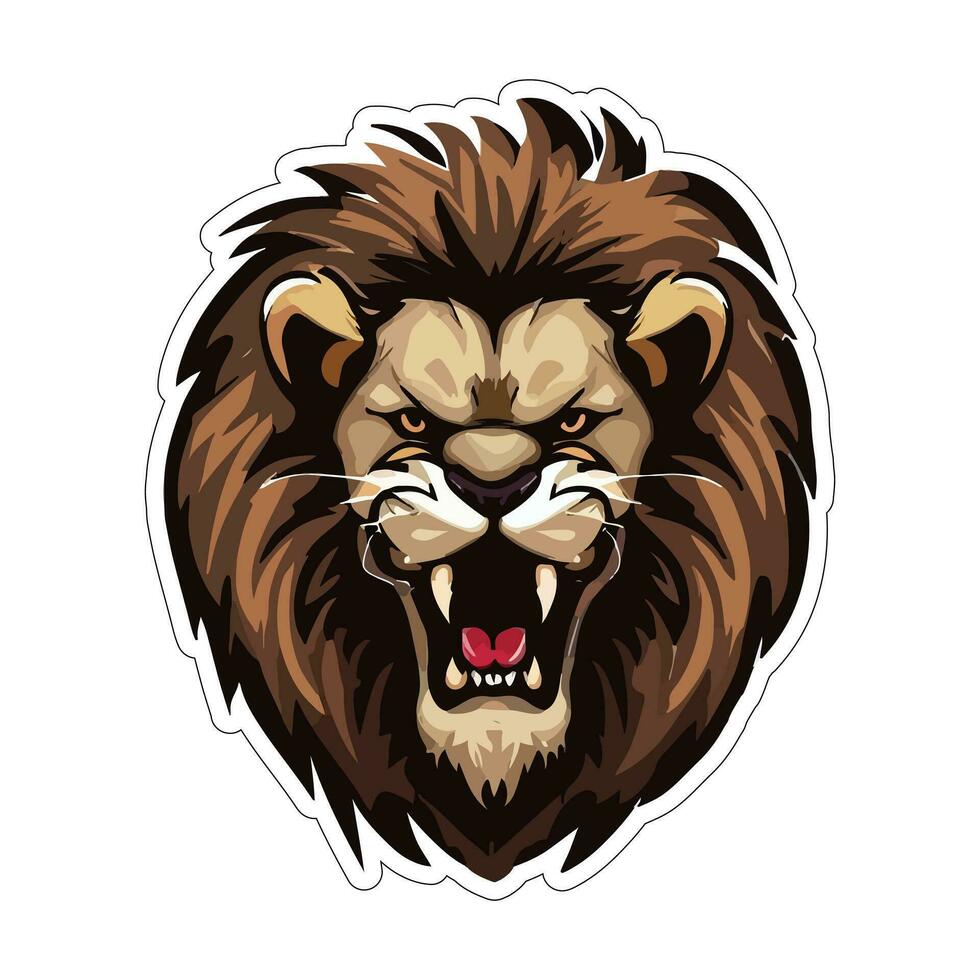 Lion face and head vector art sticker and logo template