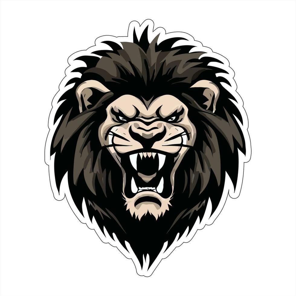 Lion face and head vector art sticker and logo template