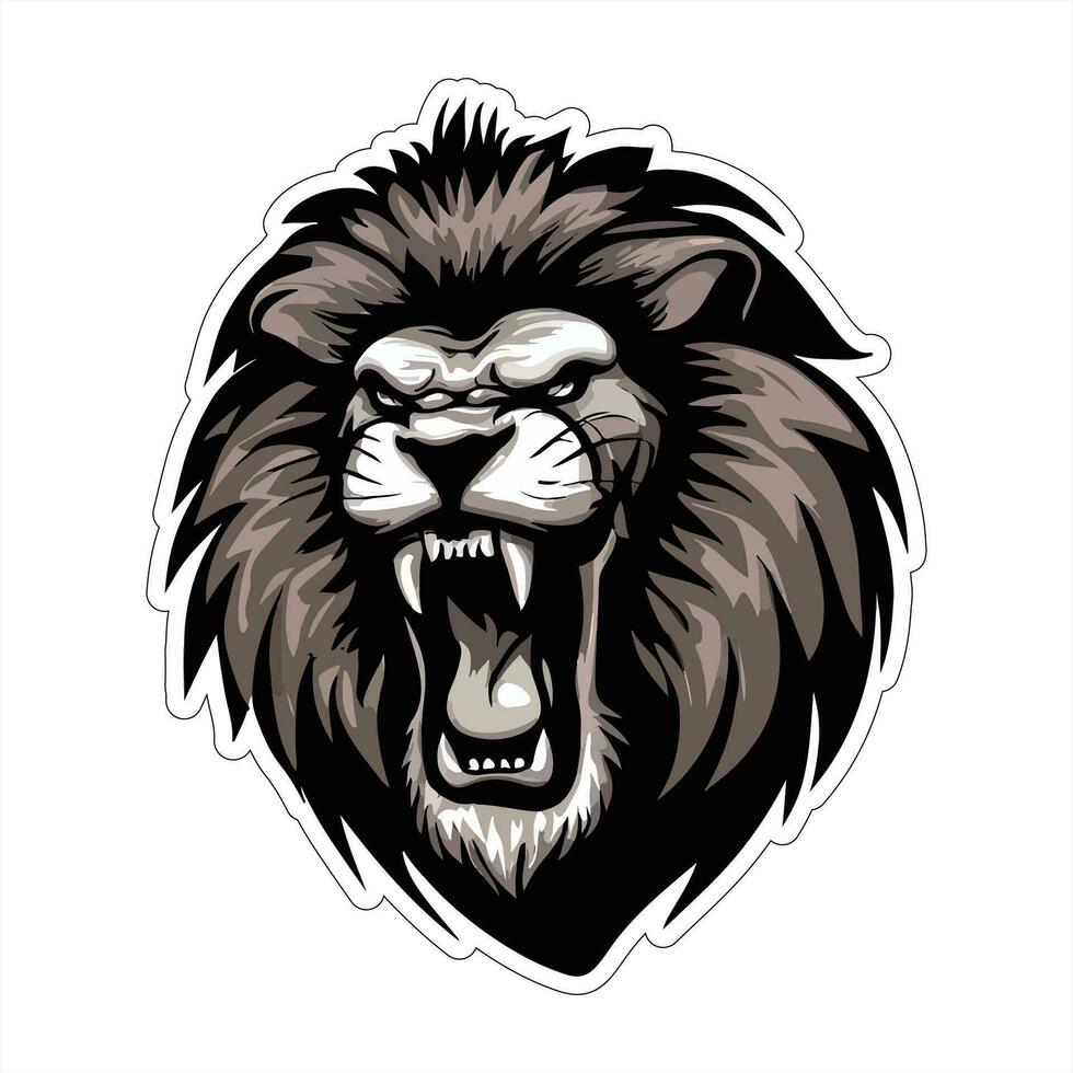 Lion face and head vector art sticker and logo template
