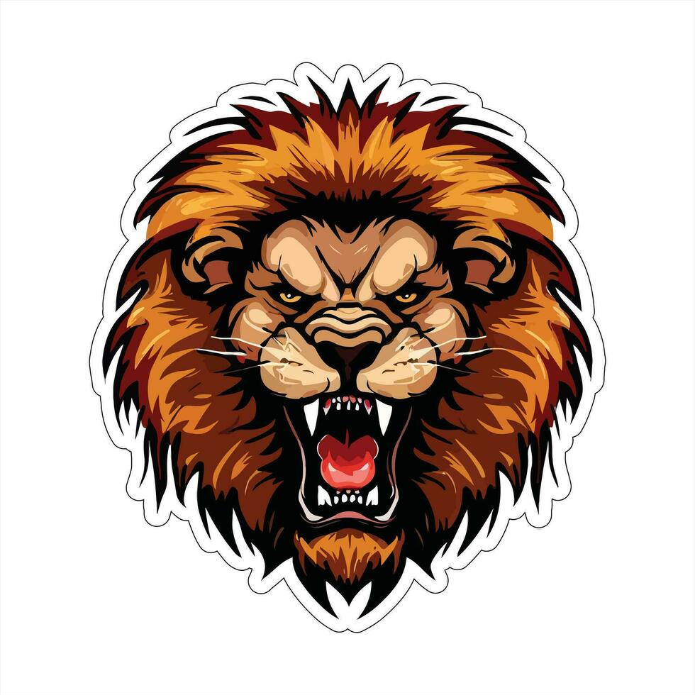 Lion face and head vector art sticker and logo template