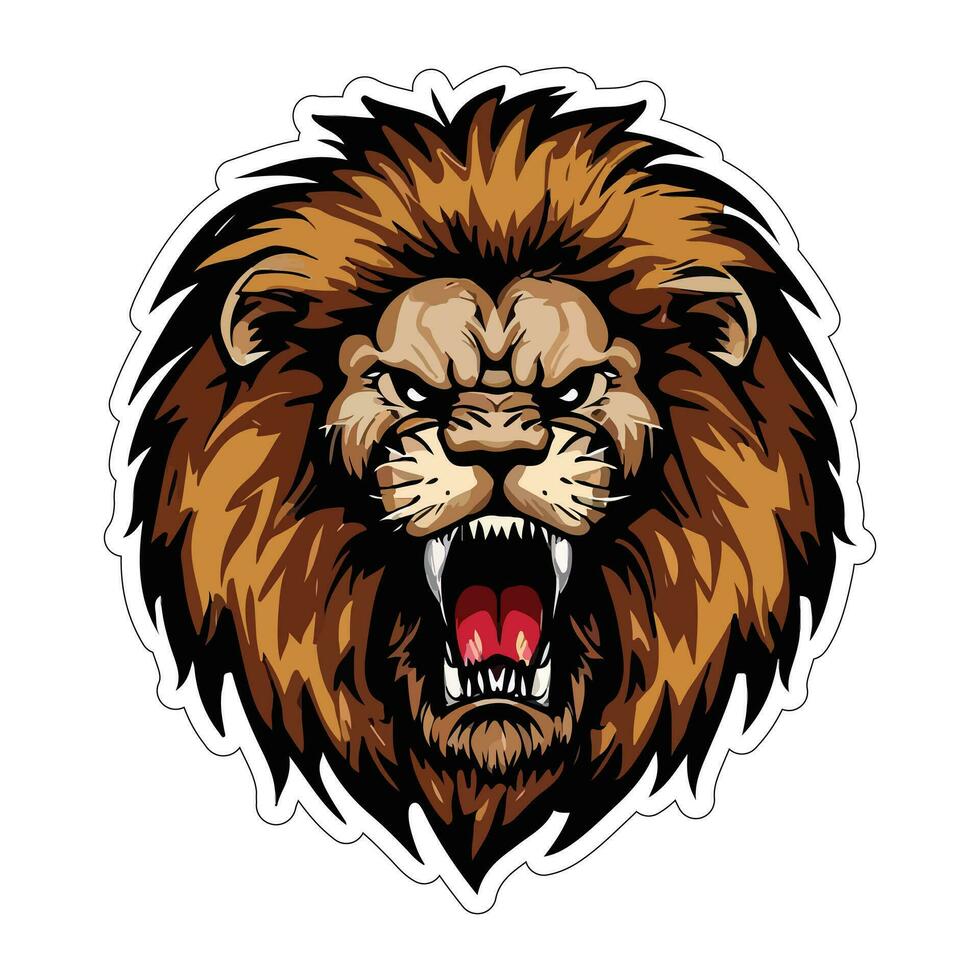 Lion face and head vector art sticker and logo template