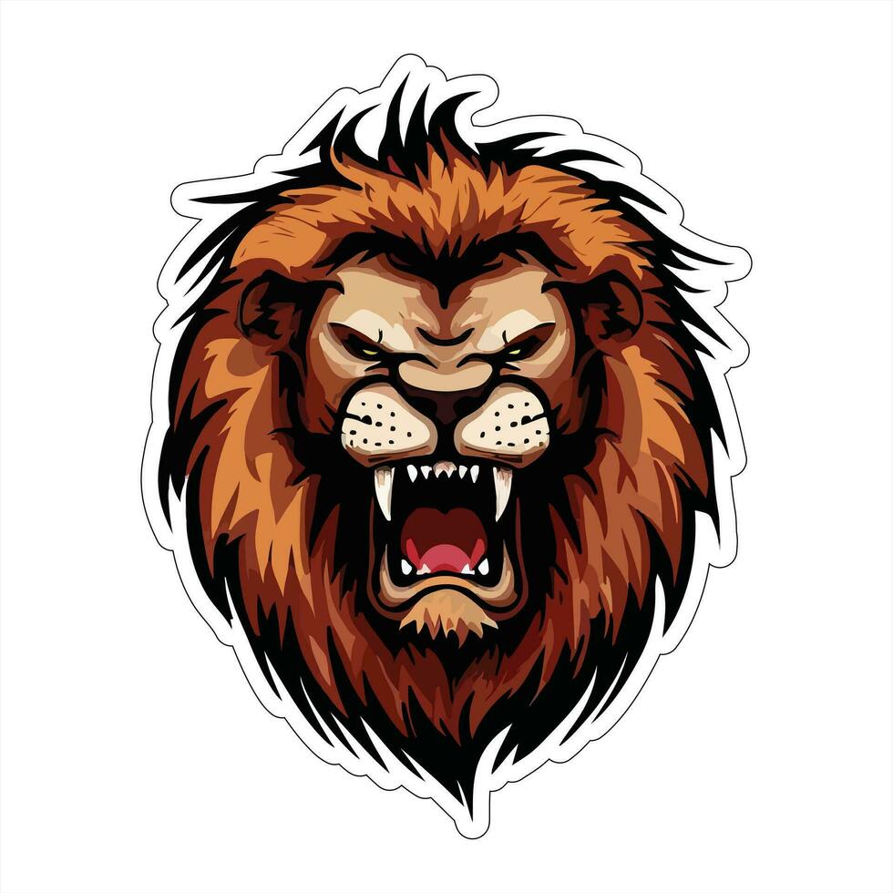 Lion face and head vector art sticker and logo template