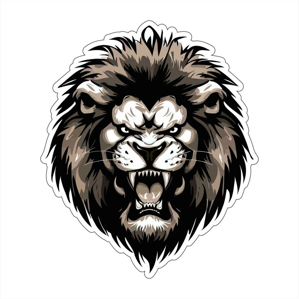 Lion face and head vector art sticker and logo template