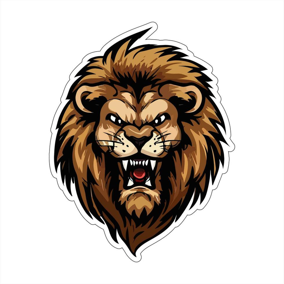Lion face and head vector art sticker and logo template
