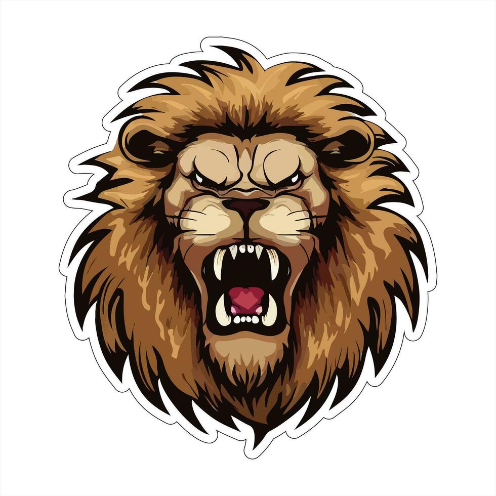Lion face and head vector art sticker and logo template