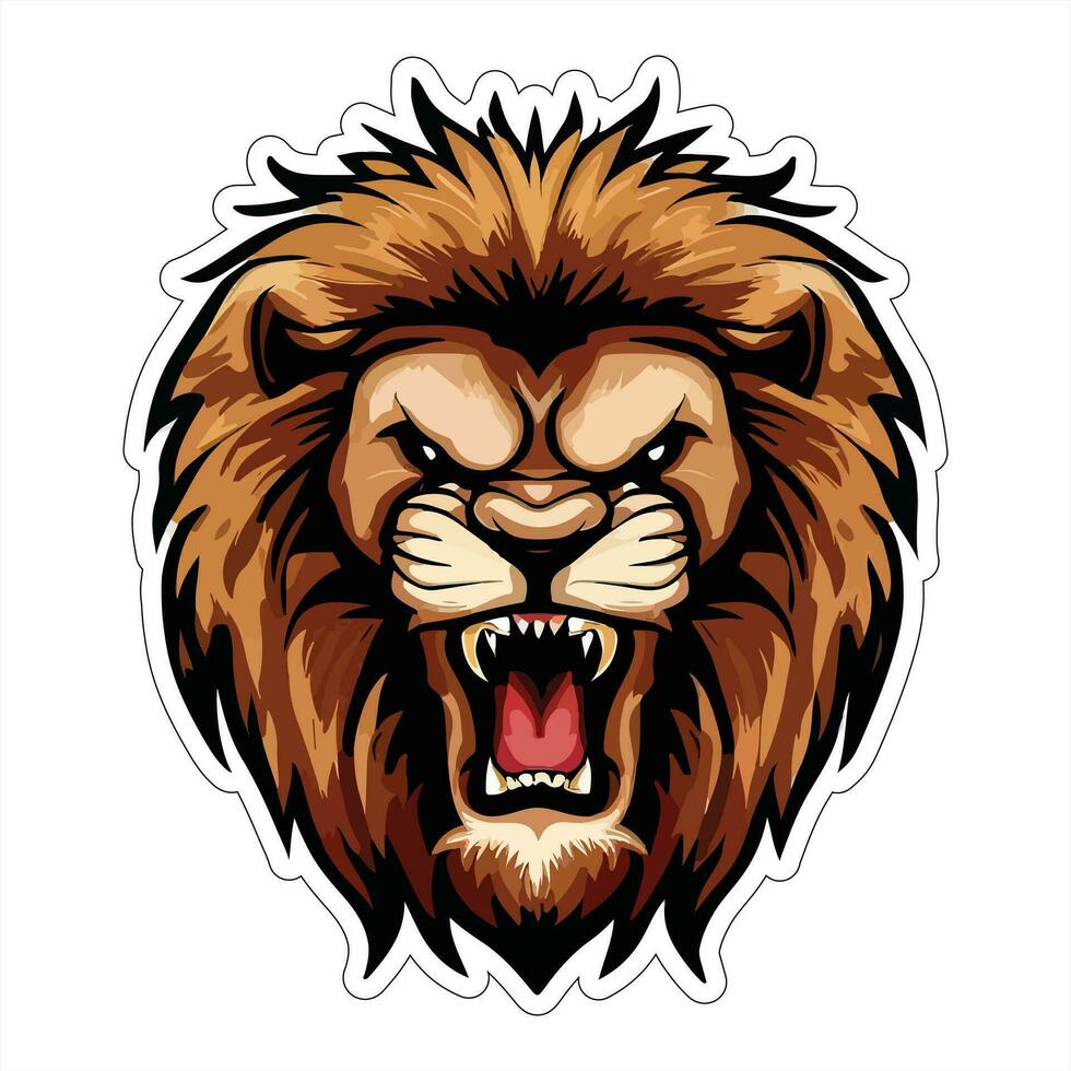 Lion face and head vector art sticker and logo template