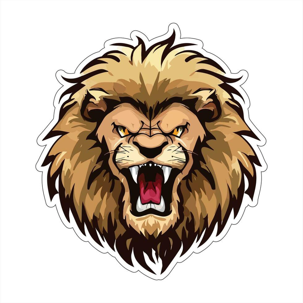 Lion face and head vector art sticker and logo template