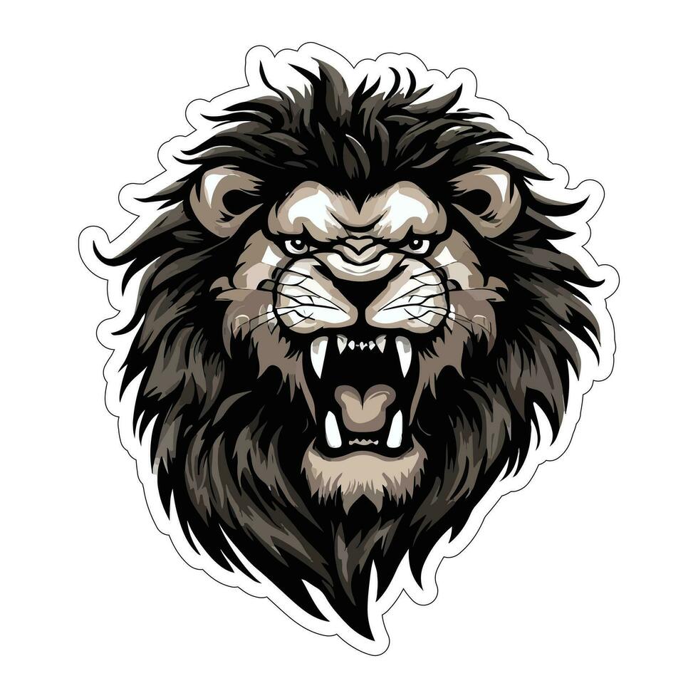 Lion face and head vector art sticker and logo template