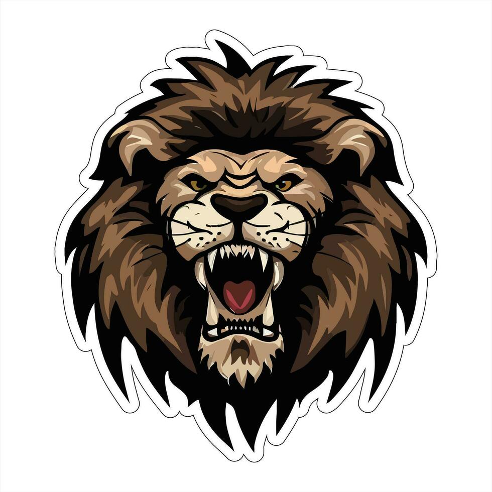 Lion face and head vector art sticker and logo template