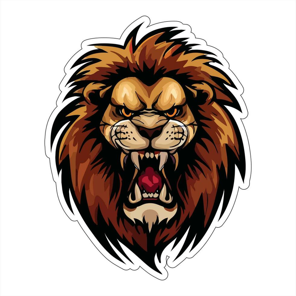 Lion face and head vector art sticker and logo template