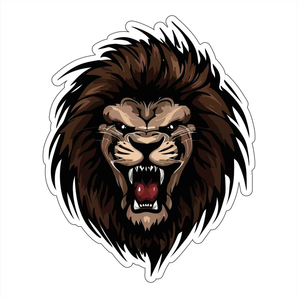 Lion face and head vector art sticker and logo template