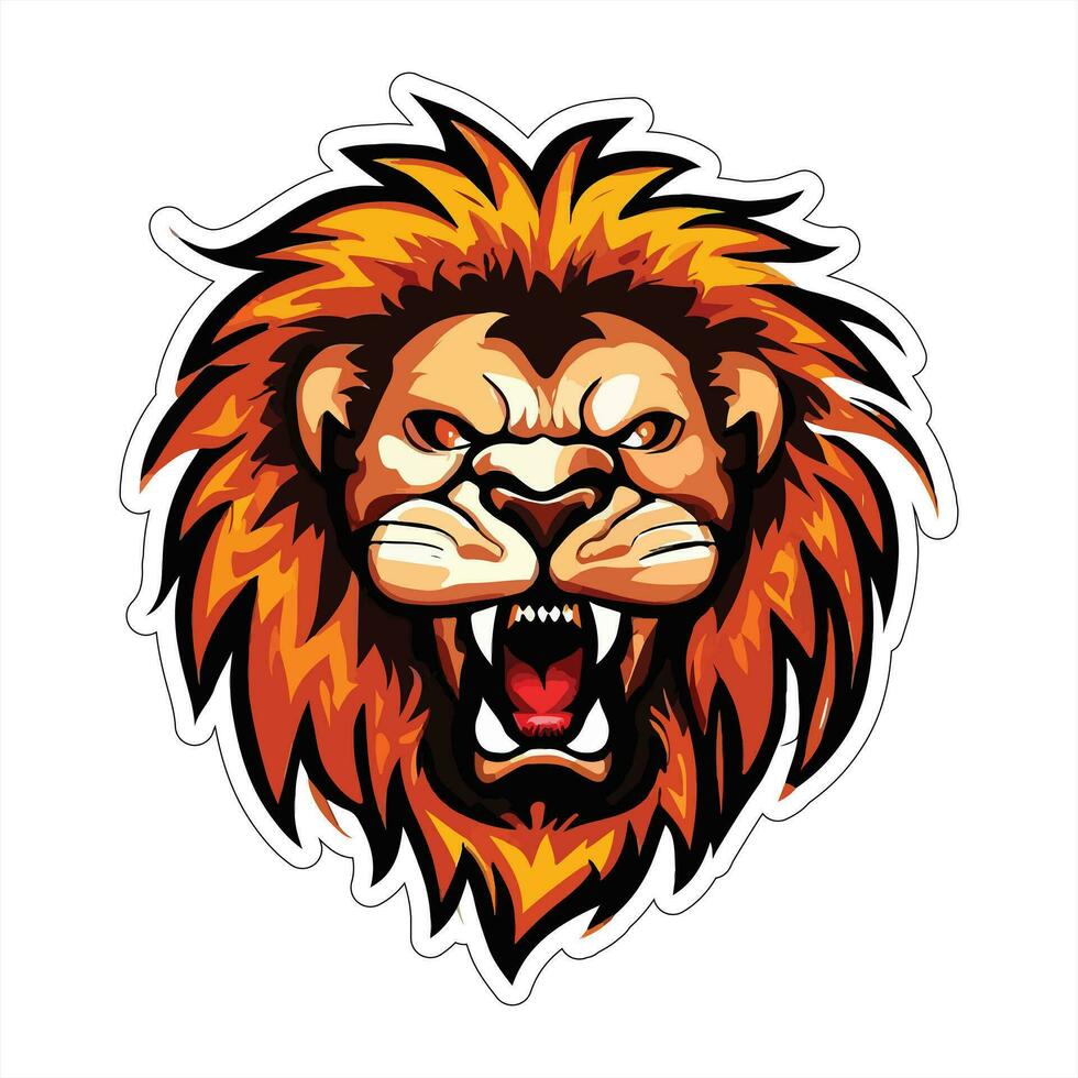 Lion face and head vector art sticker and logo template