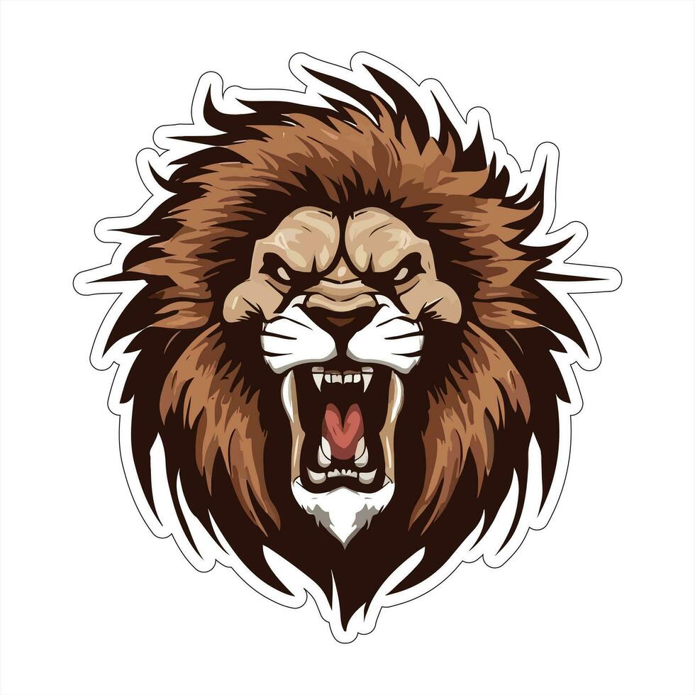 Lion face and head vector art sticker and logo template