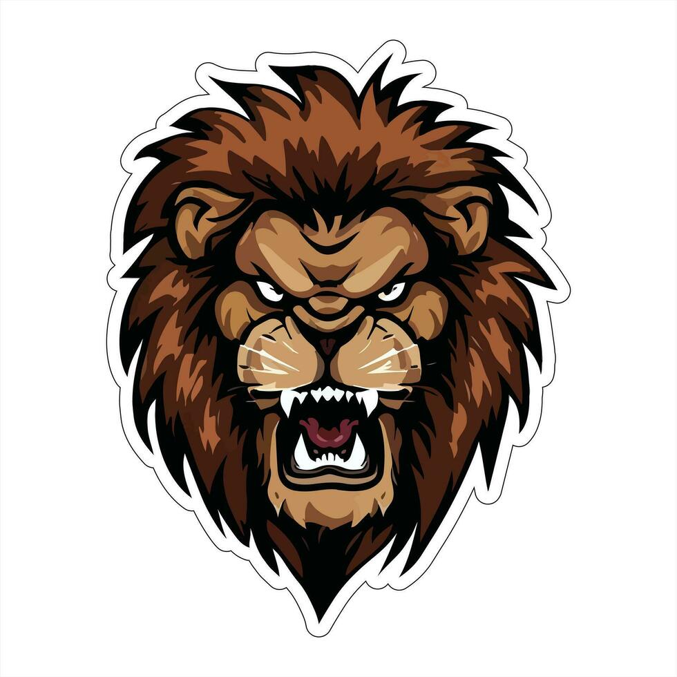 Lion face and head vector art sticker and logo template