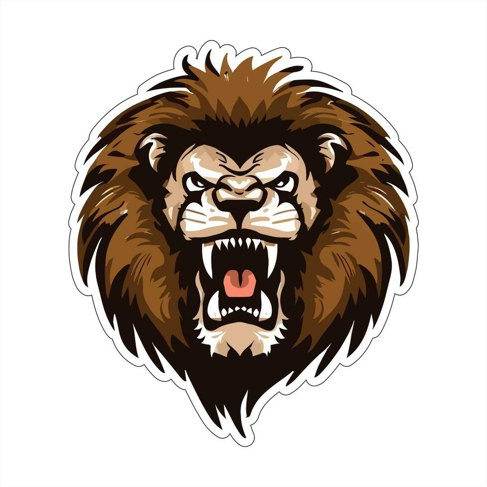 Lion face and head vector art sticker and logo template