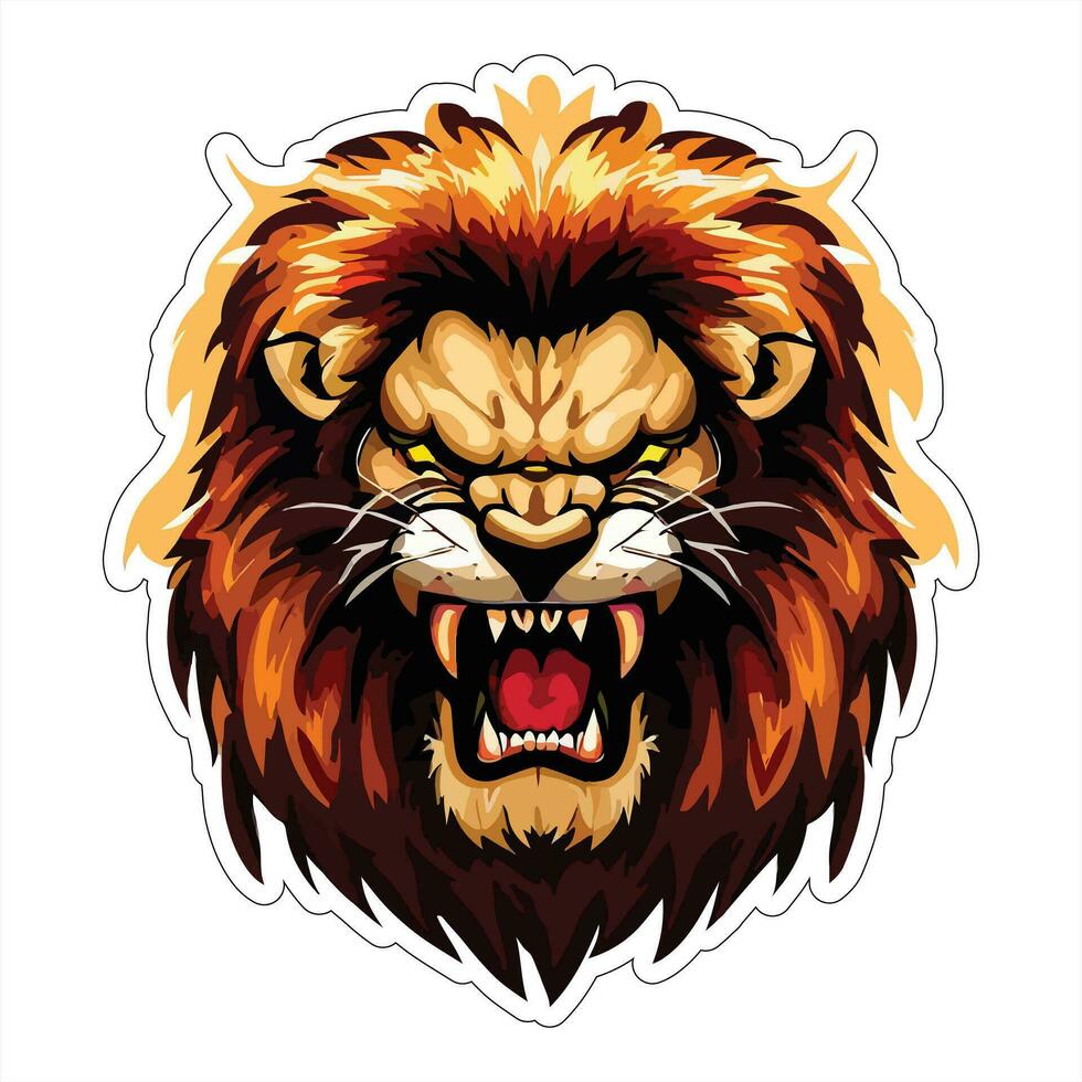 Lion face and head vector art sticker and logo template