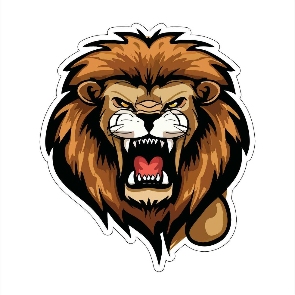 Lion face and head vector art sticker and logo template