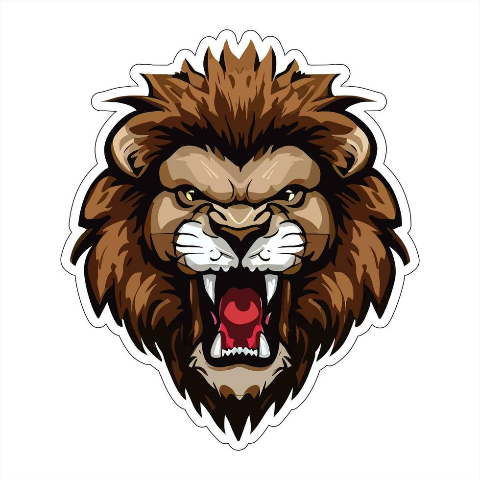 Lion face and head vector art sticker and logo template