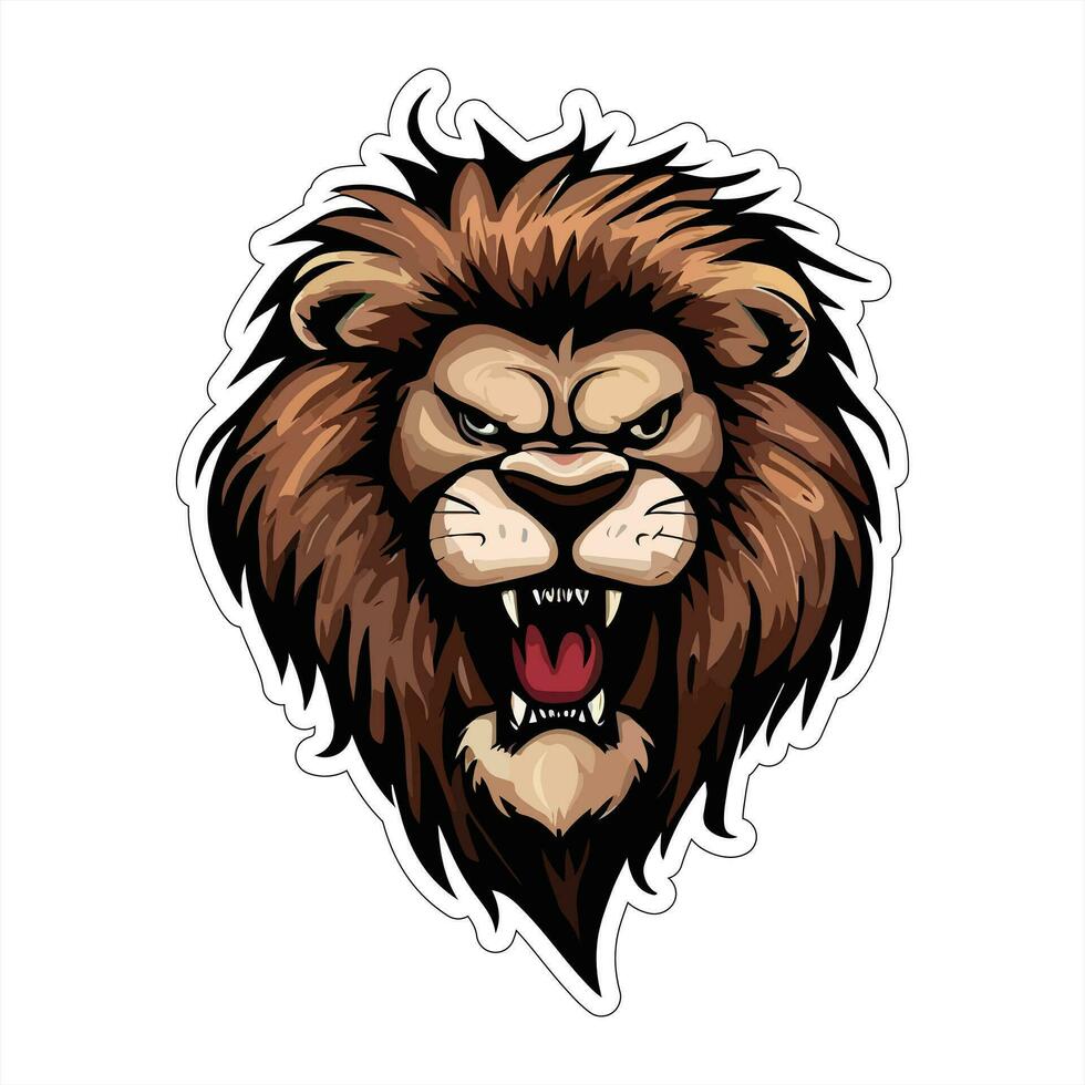 Lion face and head vector art sticker and logo template