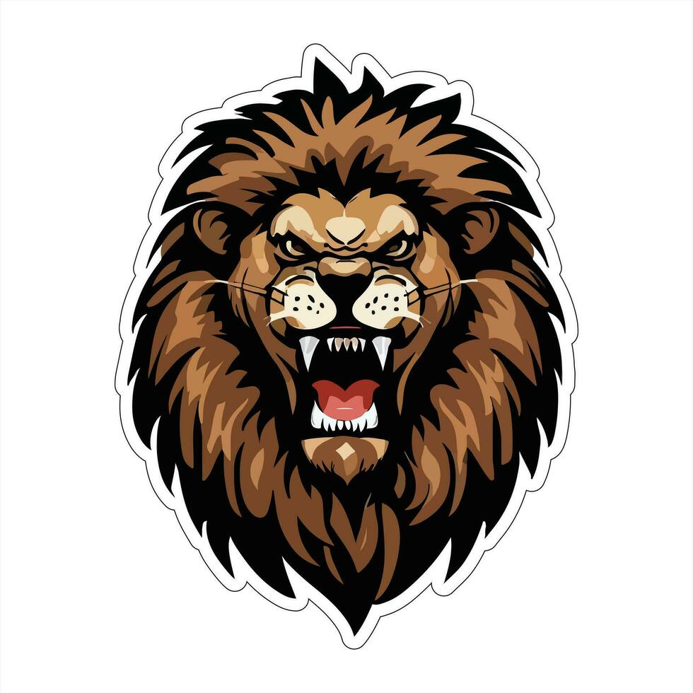 Lion face and head vector art sticker and logo template