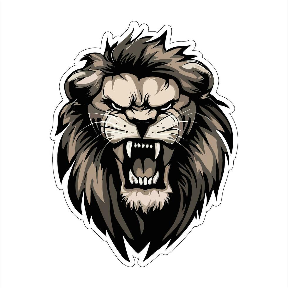 Lion face and head vector art sticker and logo template