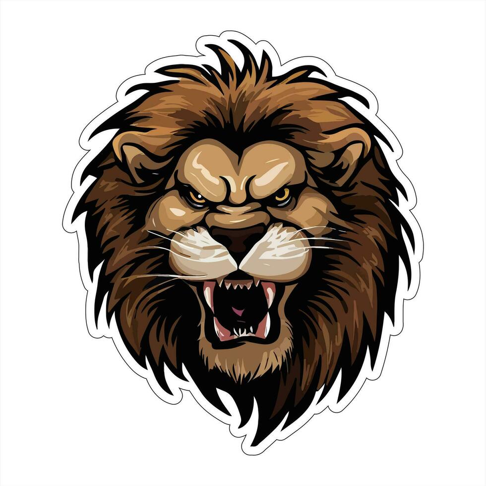 Lion face and head vector art sticker and logo template