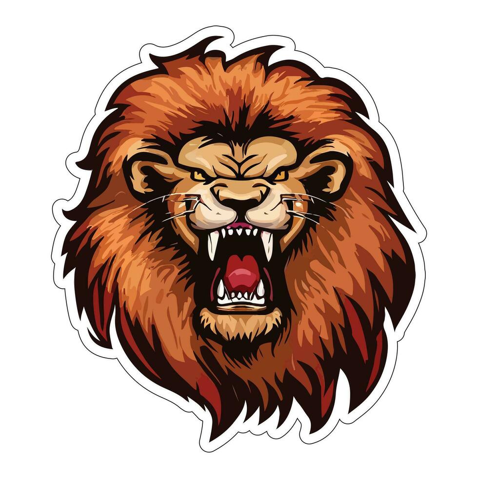 Lion face and head vector art sticker and logo template