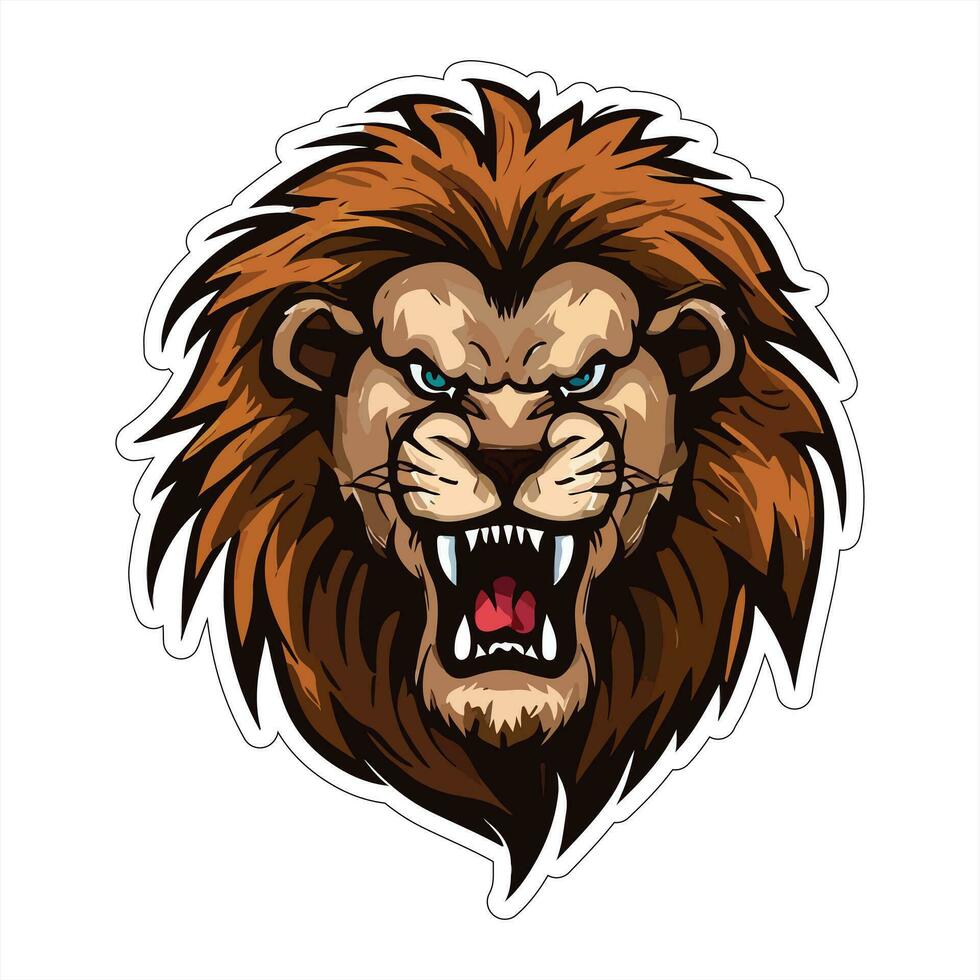Lion face and head vector art sticker and logo template