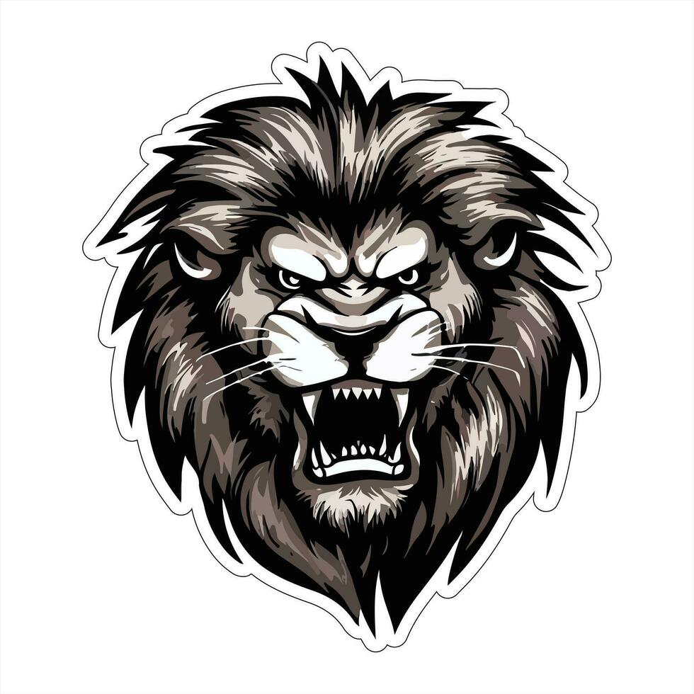 Lion face and head vector art sticker and logo template