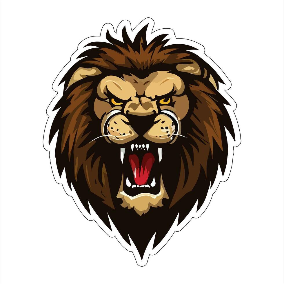Lion face and head vector art sticker and logo template