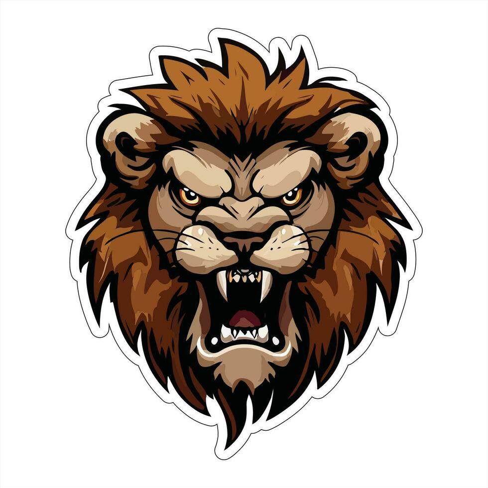 Lion face and head vector art sticker and logo template
