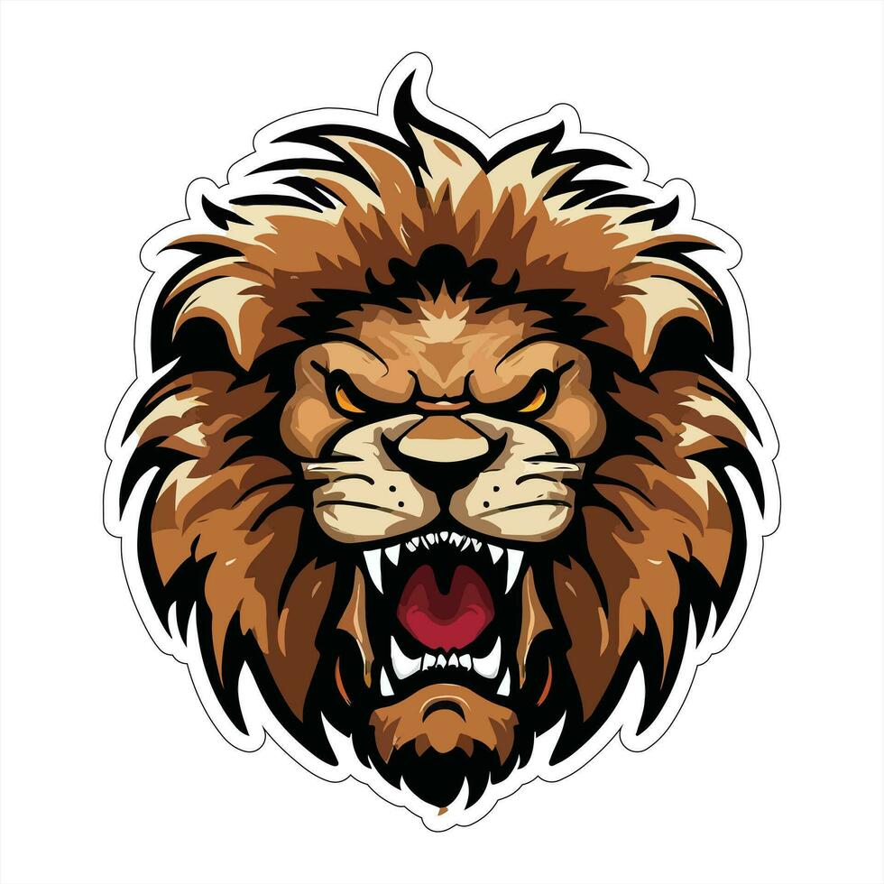 Lion face and head vector art sticker and logo template