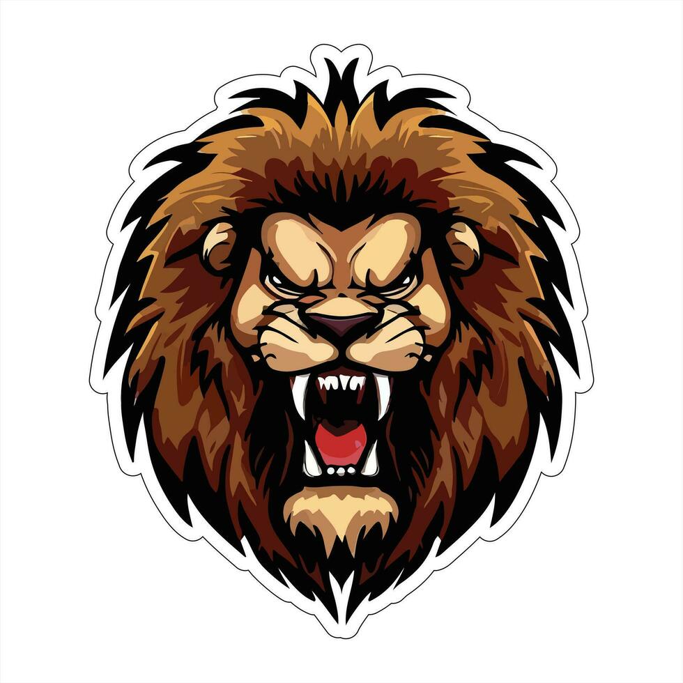 Lion face and head vector art sticker and logo template