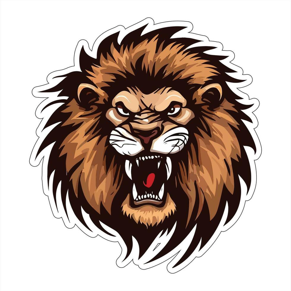 Lion face and head vector art sticker and logo template