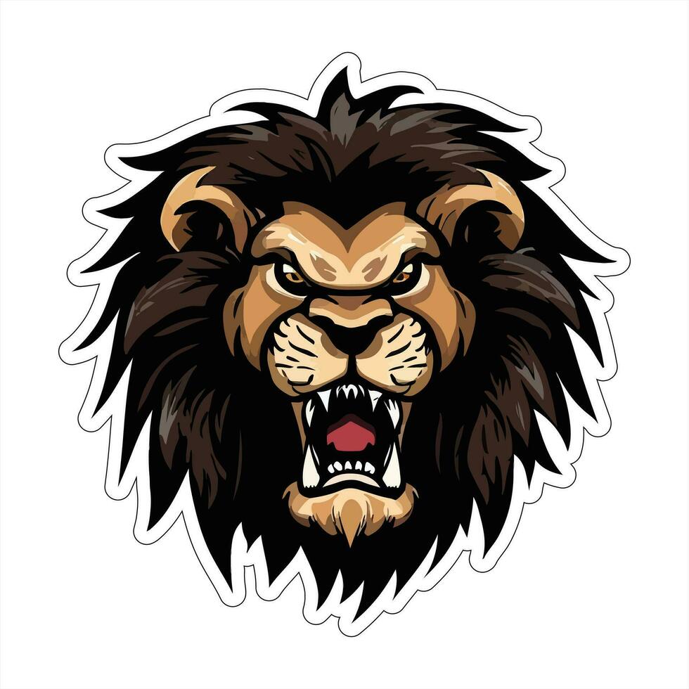 Lion face and head vector art sticker and logo template