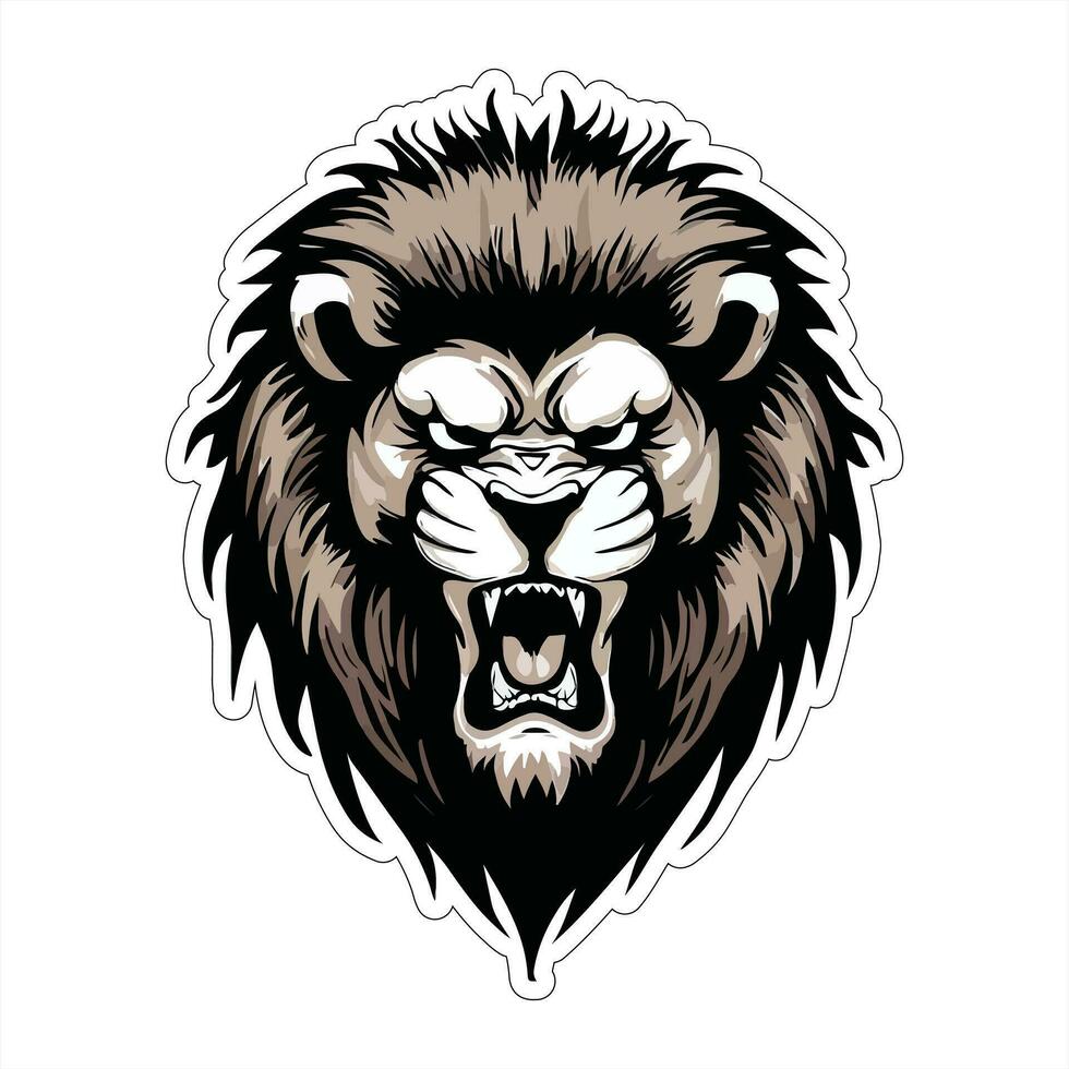 Lion face and head vector art sticker and logo template