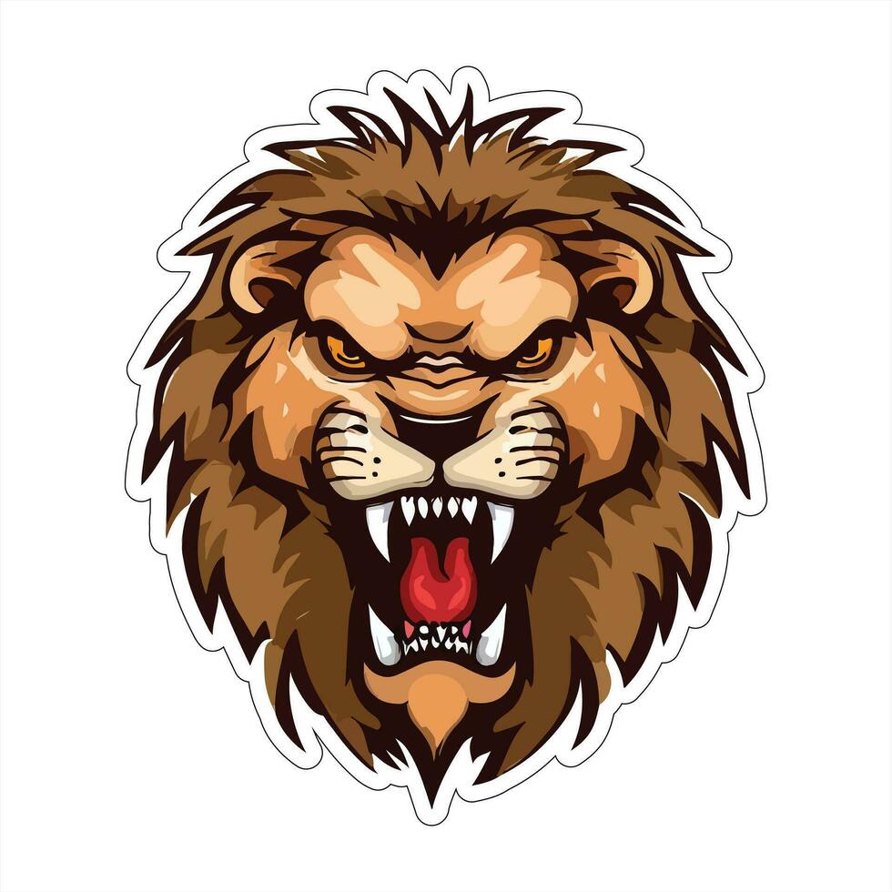 Lion face and head vector art sticker and logo template