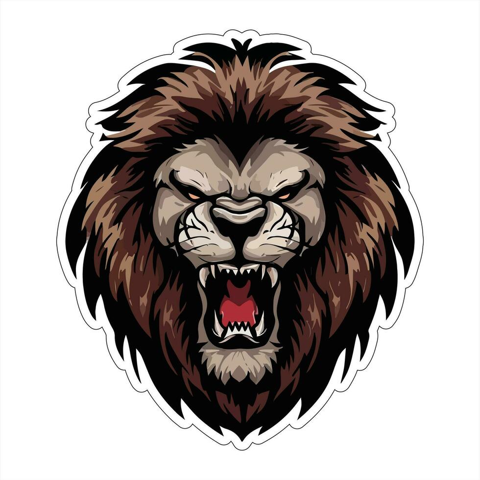 Lion face and head vector art sticker and logo template