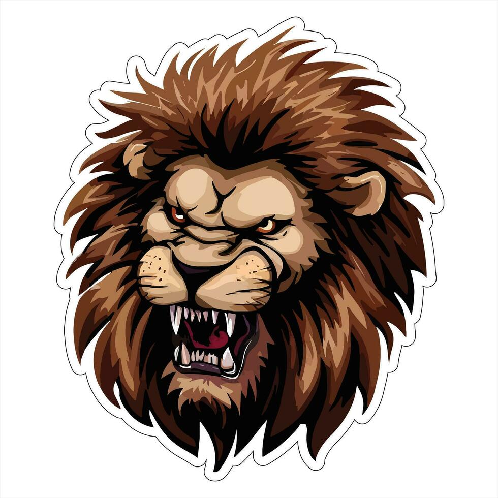 Lion face and head vector art sticker and logo template