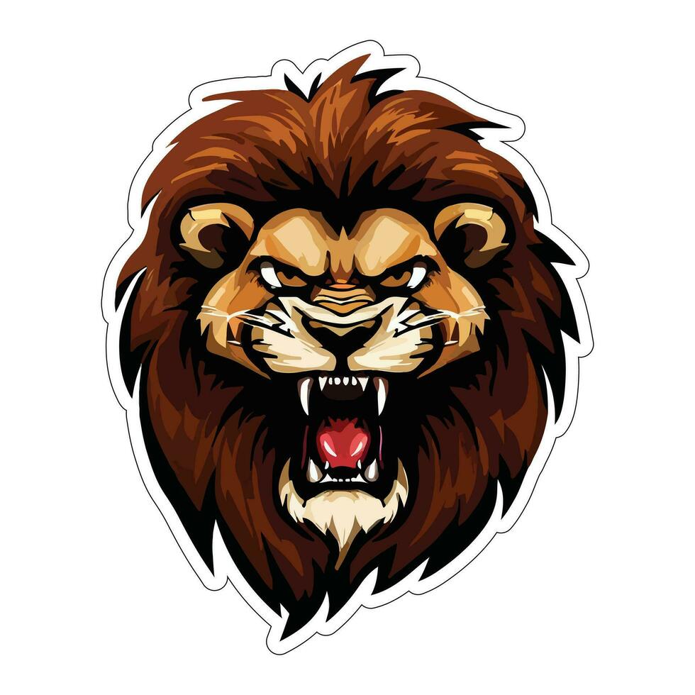 Lion face and head vector art sticker and logo template