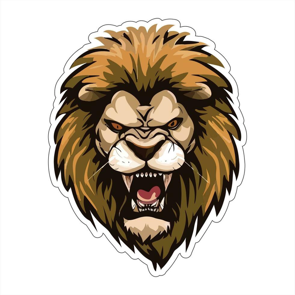 Lion face and head vector art sticker and logo template
