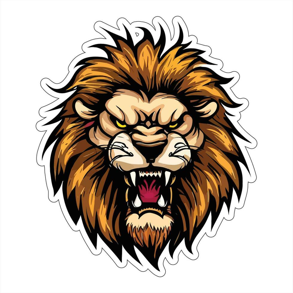 Lion face and head vector art sticker and logo template