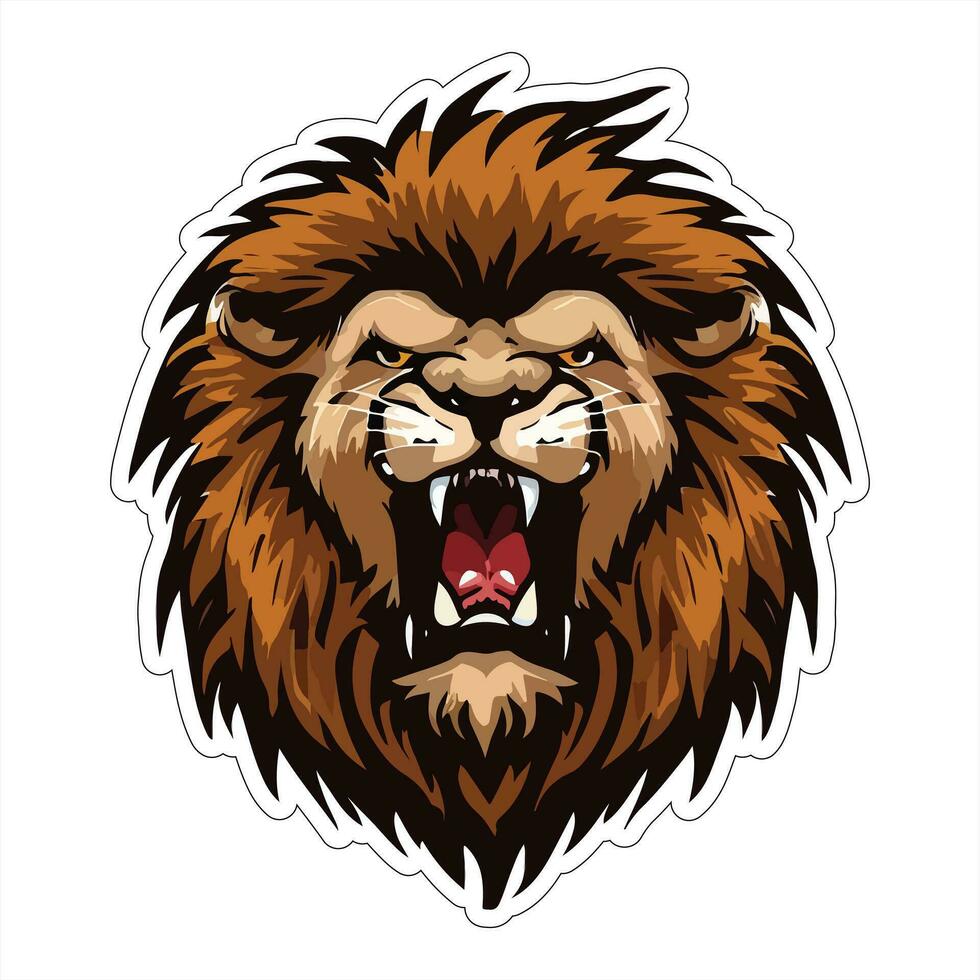 Lion face and head vector art sticker and logo template