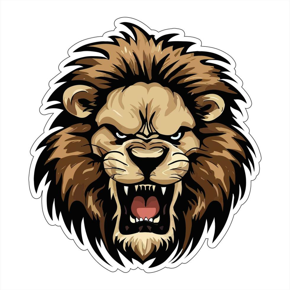 Lion face and head vector art sticker and logo template