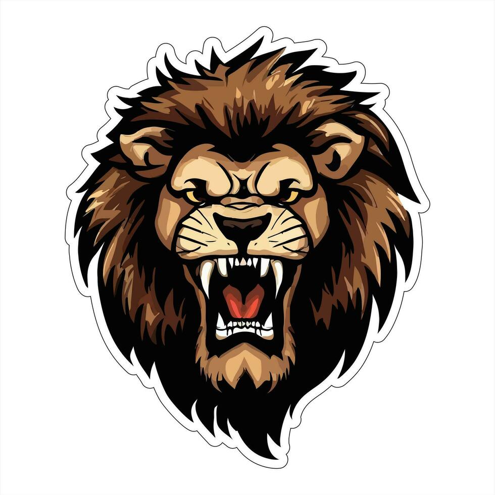 Lion face and head vector art sticker and logo template