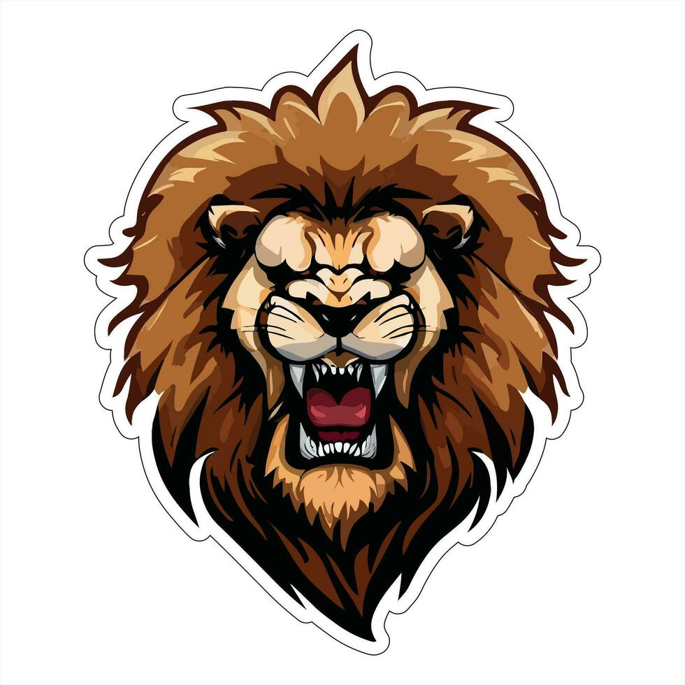 Lion face and head vector art sticker and logo template