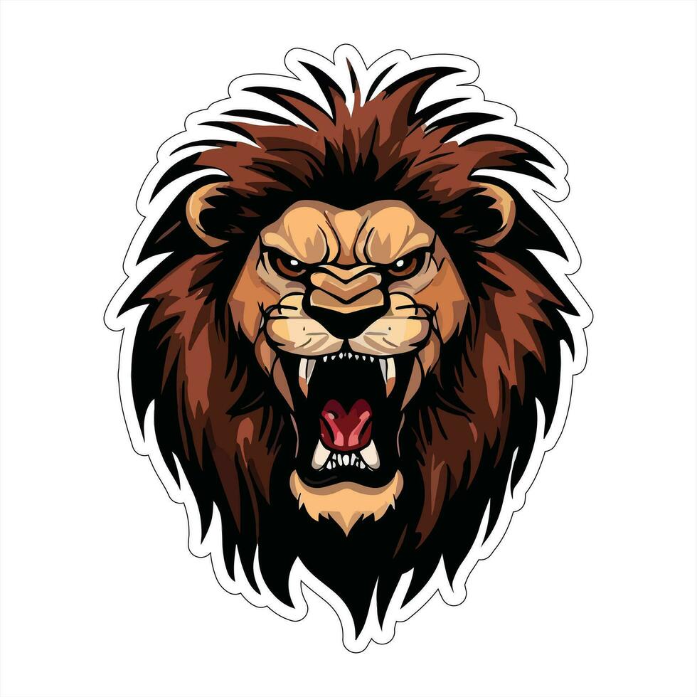 Lion face and head vector art sticker and logo template