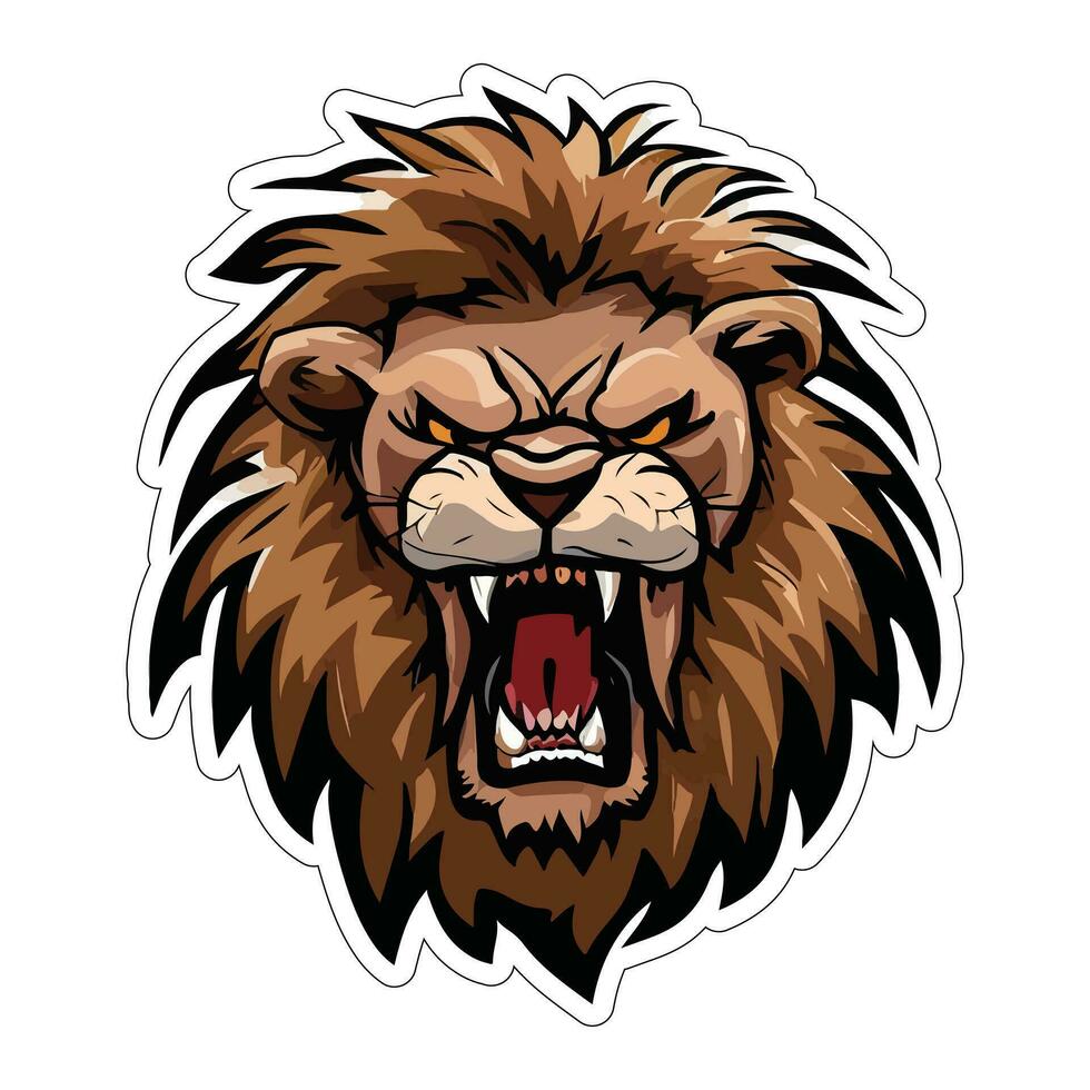 Lion face and head vector art sticker and logo template
