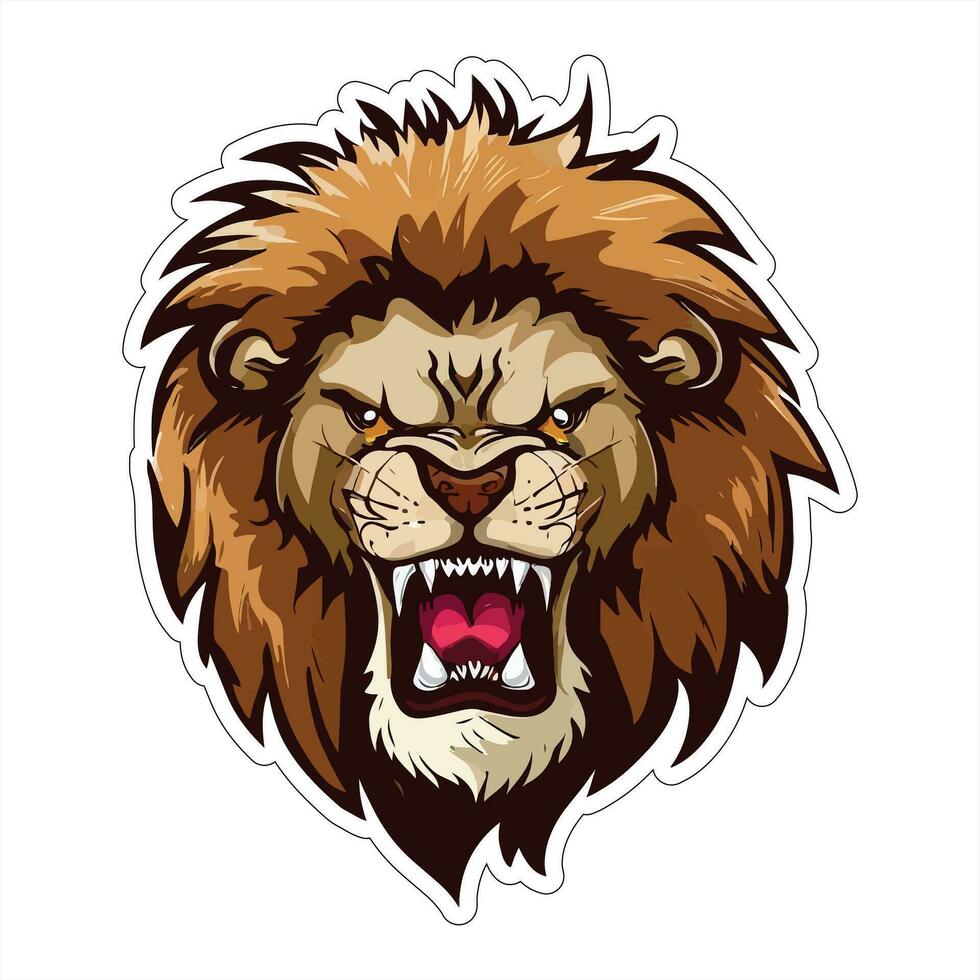 Lion face and head vector art sticker and logo template